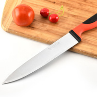 8 Inch Roestvrijstalen Koksmes Met Rood En Zwart Handvat Multifunctioneel Fruit-En Groentemes