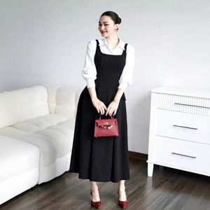 V173 Wholesale Women's Summer <b>Maxi</b> Career Fit and Flare Elegant Stretch Waist Pocket <b>Dress</b> OEM ODM - Product Image 1
