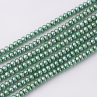 Haute qualité 6*7mm vert cuit à la vapeur chignon perle boulier perles perles d'eau douce naturelles bijoux