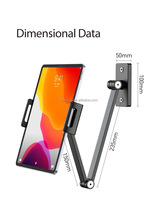 Nouveau bras de montage mural pour tablette de cuisine en aluminium pliant support de téléphone portable pour tablette réglable pour iPad Pro 12.9