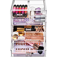 Acrylique cosmétiques maquillage bijoux grande mallette de rangement affichage 4 grands 2 petits tiroirs clair maquillage organisateur salle de bain étui