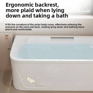 Baignoire de salle de bain blanche <span class=keywords><strong>rectangulaire</strong></span> autoportante en acrylique simple et moderne de luxe pour adultes - Product Image 4