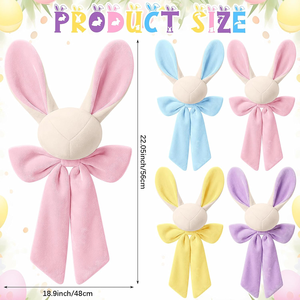 4 Fundas para Sillas de Comedor con Diseño de Conejo de Pascua, Lindas y Coloridas Fundas para Respaldo de Silla con Adorno de Lazo para Fiestas y Eventos - Product Image 2