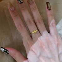 Bague Rétro Vintage Style Couronne Dorée en Cuivre Plaqué Or Iris Étoile, Bague de Queue Simple Haut de Gamme Tendance pour Femme