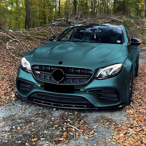 Mercedes-Benz E-Class W213 Front Bumper Lip Spoiler Piano Black Carbon Fiber Matte Finish Tuning Style AMP-Z - Product Image 2