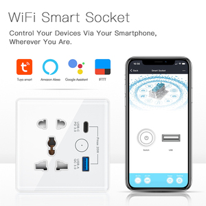 Enchufe de Pared Inteligente Tuya con WiFi y BLE, Conexión Rápida, Carga USB Tipo-C, Control Remoto por Aplicación, Compatible con Alexa y <span class=keywords><strong>Google</strong></span> Home, Material ABS, Apto para Uso Hospitalario - Product Image 1