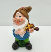 Gnome musical miniature en résine, petite taille, décoration de jardin extérieur