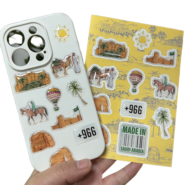 3D Epoxy Resin Stickers Cute Custom Design Raised UV Printing Oil Proof Waterproof Self Adhesive for Phone Case DIY Decorative