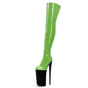 <span class=keywords><strong>Stivali</strong></span> Alti <span class=keywords><strong>al</strong></span> <span class=keywords><strong>Ginocchio</strong></span> in <span class=keywords><strong>Pelle</strong></span> Rosa con Plateau Alto 26cm per Travestiti, Ballerine di Pole Dance, Scarpe Fetish Sexy - Product Image 4