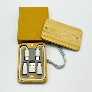 Kit Adaptador Multi USB 6 en 1 con Caja de Almacenamiento de Bambú, Kit de Cables de Carga Rápida, Convertidor USB <span class=keywords><strong>C</strong></span> a Tipo <span class=keywords><strong>C</strong></span>/Micro - Product Image 3
