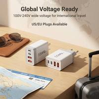 Cargador de Pared Portátil de 55W con 4 Puertos PD QC, Cargador Rápido Multidispositivo para iPhone, Teléfonos Android, Tabletas, Bloque de Energía