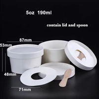 Gobelet en papier rond écologique jetable et recyclable pour crème glacée avec couvercle et cuillère en bois pour l'emballage de desserts glacés