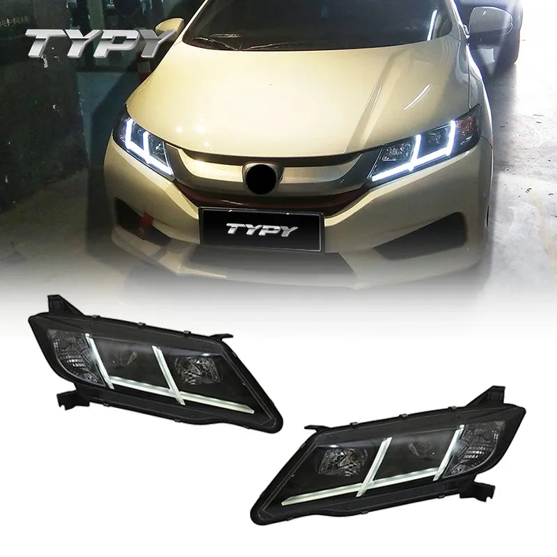 Cabeça do carro lâmpada faróis montagem Modificado LED cabeça luzes lâmpada frontal para Honda CITY 2014 +