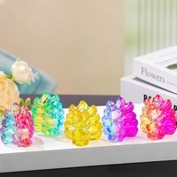 Ornements de renard à neuf queues en cristal transfrontalier créatif Petits cadeaux de bureau attirant la richesse-Vente en gros