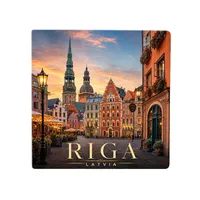Magnet Kulkas Keramik Latvia Eropa, Suvenir Wisata, Dekorasi, Kerajinan Tangan