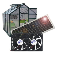 Kit de ventilateur d'extraction solaire avec panneau solaire 12W 2 pièces de ventilateur CC sans balais à grande vitesse ventilateur de ventilation à énergie solaire pour poulailler à effet de serre