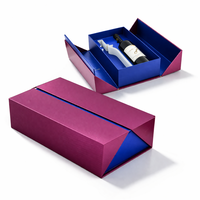 Boîte à vin rouge haut de gamme sur mesure à double porte avec couvercle rabattable, boîte cadeau en carton deux pièces pour boissons