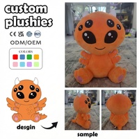 Fabricant de jouets en peluche personnalisés à faible MOQ, jouets en peluche animaux, démon multi-yeux orange, patte en peluche, poupée en peluche douce, maille d'anniversaire