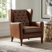 Fauteuil à dossier haut de style Mid-Century Modern en cuir véritable de qualité supérieure, écologique, idéal pour villa, salle de sport, atelier, école, entrepôt