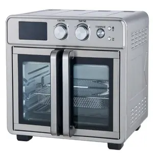 24 Qt Extra Grote Lucht Friteuse, Kerst Gebraden Kip Convectie Broodrooster Oven Met Franse Deuren, Roestvrij Staal