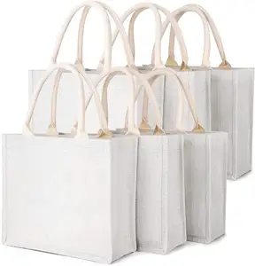 OEM Manufacturer Wholesale Custom Logo Shopping Jute Tote Bag Printed Jute Gunny Bags And Black White