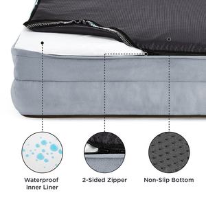 เตียงสุนัขรักษากระดูกและกล้ามเนื้อขนผ้าลูกฟูกสำหรับสุนัขและแมวขนาดใหญ่ดีไซน์เป็นรูปสี่เหลี่ยมผืนผ้ามีโลโก้ที่กำหนดเองได้ - Product Image 3