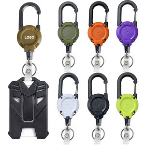 Stretchable Anti‑Loss Steel Wire Carabiner Keychain Heavy‑Duty Retractable Badge Reel with Work ID Card Name Badge Holder - Product Image 1