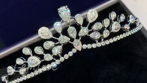 Moda CVD laboratorio cultivar diamante princesa joyería corona diamante accesorios versión femenina de la novia boda Tiara - Product Image 2