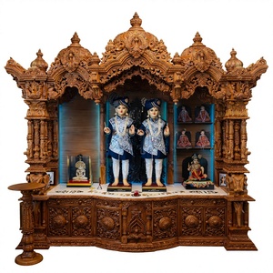 Mandir de Madera Sólida Shri Swaminarayan para Sala de Pooja, Elegante Templo de Madera Sólida Shri Swaminarayan para el Hogar, Venta Directa del Fabricante, Australia - Product Image 1