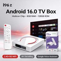 Boîtier TV Android 16.0 I96 Z7 avec puce Hisilicon, 8 Go de RAM, 128 Go de ROM, Wi-Fi 2.4G+5G, décodage vidéo 8K, assistant vocal Google, boîtier TV intelligent