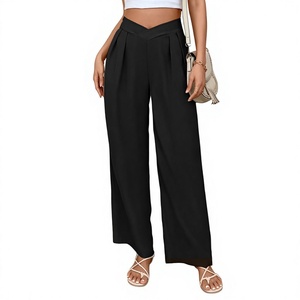 Pantalon droit à jambes larges, élastique, infroissable, sur mesure, pour le bureau ou décontracté, couleur unie, durable, ajusté, pour les trajets quotidiens - Product Image 3