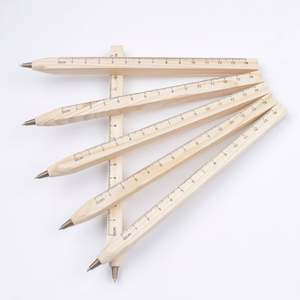 Papelería de Estilo Nuevo, Regla de Madera Hecha a Mano, Diseño Ecológico, Manualidades, Bolígrafo Multifunción, Logotipo Personalizado, Negro/Azul - Product Image 1