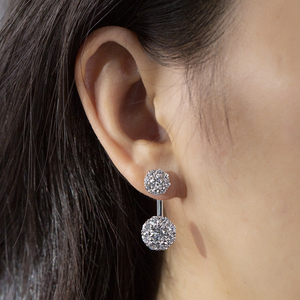 Pendientes de diamantes redondos de oro blanco de 18 quilates Messi Jewelry MSE-960 para mujer - Product Image 6