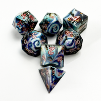 Juego de 7 dados acrílicos con forma de calabaza, dados de borde afilado con números de contorno blanco y rojo para juegos de mesa DND de Halloween, venta al por mayor con MOQ bajo