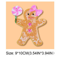 Patch de Noël Adorable en Paillettes Motif Bonhomme de Neige et Pain d'Épices, à Thermocoller, Accessoires Artisanaux pour Chapeaux et Sacs