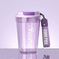 Tasse à eau portable Tritan de 400ml avec couvercle et sangle de transport Impression de logo personnalisé Tasse à café de style sportif créatif Cadeau pratique