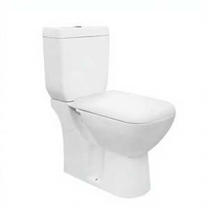 WC moderne sur pied en céramique blanche, deux pièces, avec siphon P et chasse d'eau par gravité, garantie 5 ans pour salles de bain d'hôtel - Product Image 4