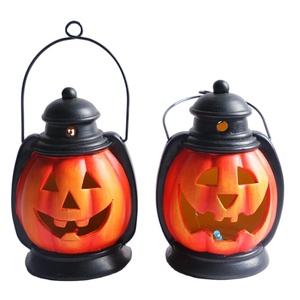 Ornamen lentera labu keramik Halloween, tempat lilin labu ARCA meja LED dengan lampu LED untuk dekorasi rumah - Product Image 1