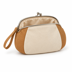 Cosmetic Pouch Clasp <b>Frame</b> Open Close Bow Charm Daily Small Toiletry Bag Caramel Cream Wash Pouch Custom Logo - Product Image 1
