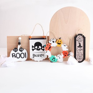 Décorations Suspendues en Bois pour Halloween en Gros : Panneau « BOO », <span class=keywords><strong>Citrouille</strong></span>, Crâne et Os Croisés pour Porte d'Entrée, Mur et Décoration de Ferme - Product Image 1