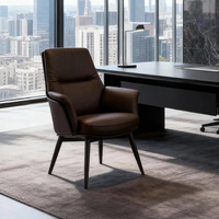 Chaise de bureau de direction moderne en cuir chocolat importé, dossier moyen, structure métallique, pour salle de réunion et atelier, vente en gros