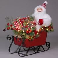 Blanc 20 "pouces LED éclairer Collection de Noël Père Noël traîneau avec sacs-cadeaux Scandinavie suédois Père Noël