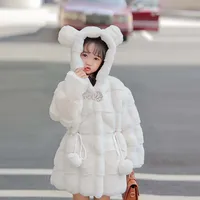 Damen Kunstpelz-Mantel Winter Kinder Mädchen Langarm Kapuzen-Weihnachtsjacke Super Warme Mädchen-Mäntel Mädchen-Oberbekleidung