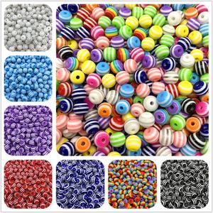 Cuentas de resina a rayas de colores mezclados, accesorios de joyería con cuentas de resina de Color arcoíris Diy, venta al por mayor - Product Image 6