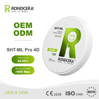 Bloc de zircone dentaire esthétique Rondcera SHT-ML Pro 4D 42%-49% – Bloc céramique translucide pour la mastication structurelle