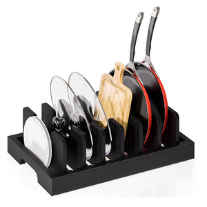 Bamboo Kitchen Organizer Pot Lid Storage <b>Rack</b> With Dividers Multi Function Desktop Storage Box For Tableware <b>Dishes</b> Tidy - Product Image 3
