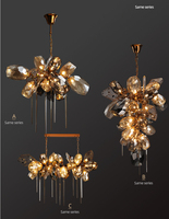 Haute qualité postmoderne luxe lumières hôtel Loft vitreux escaliers lustre décor or verre cristal lampes suspendues