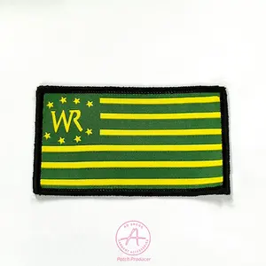 Eco-Friendly handmade laser cut border woven patch iron-on heat seal backing appliqued customization