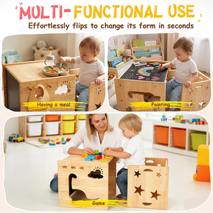 Set Tavolo e Sedie in Legno Montessori per lo Svezzamento con Lavagna per Bambini da <span class=keywords><strong>1</strong></span> a 3 Anni - Product Image 3