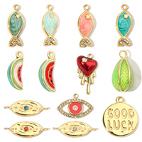 Roestvrijstalen vis-hanger met oliedruppels voor vrouwen, watermeloen-oog-hart-fruit hanger voor het maken van sieraden